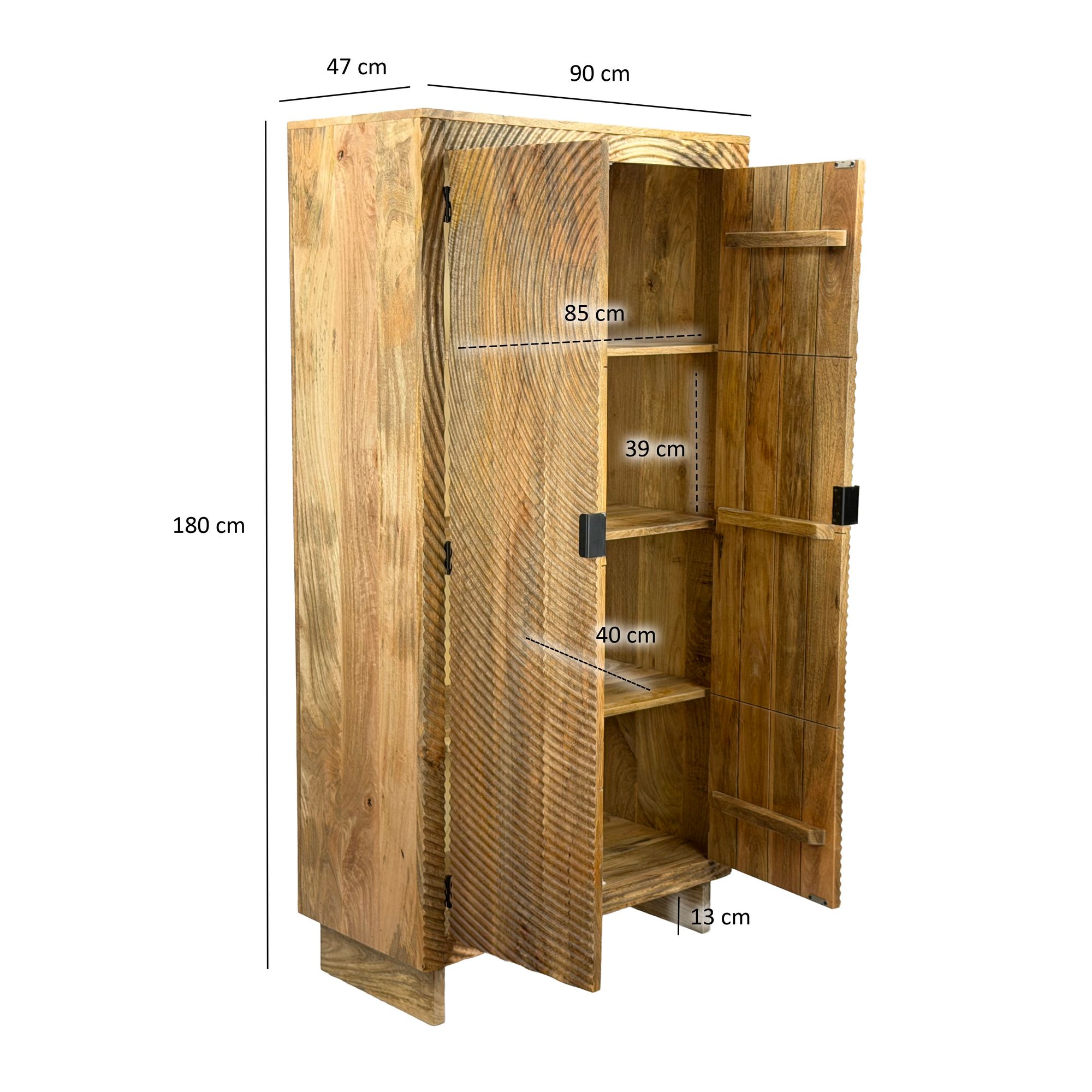 Schrank Mango Massivholz 180cm Massivholzschrank Kleiderschrank Mehrzweckschrank – Ansicht 3