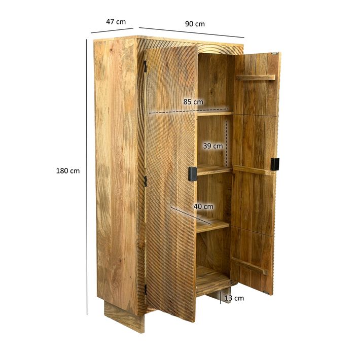 Schrank Mango Massivholz 180cm Massivholzschrank Kleiderschrank Mehrzweckschrank – Maßzeichnung