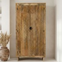 Schrank Mango Massivholz 180cm Massivholzschrank Kleiderschrank Mehrzweckschrank – Ansicht 1