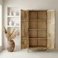 Schrank Mango Massivholz 180cm Massivholzschrank Kleiderschrank Mehrzweckschrank – Ansicht 4