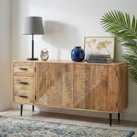 Sideboard Massivholz 160cm Kommode Anrichte Standschrank mit Türen Schubladen – Ansicht 2