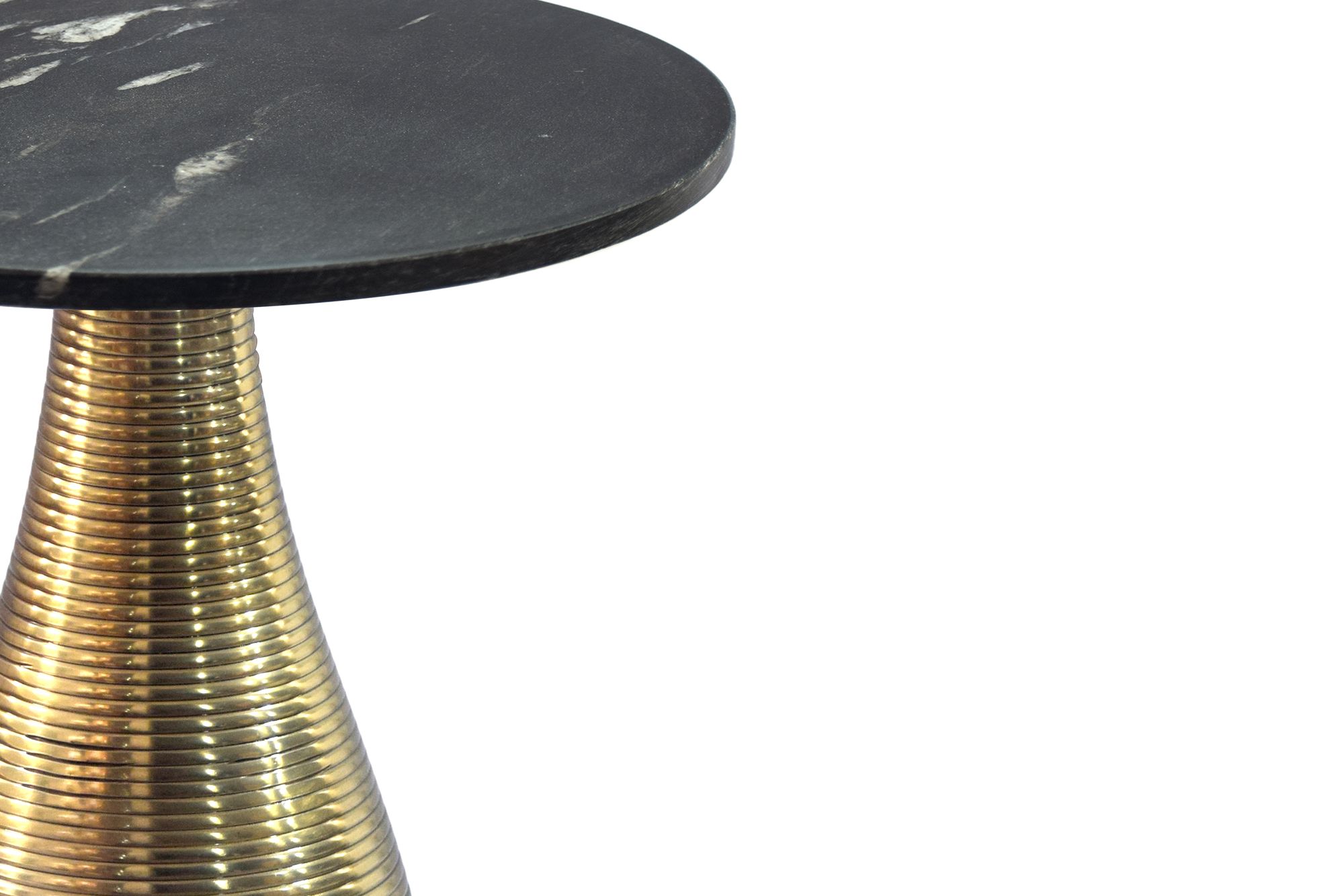 Beistelltisch 40 cm Alu Metall Couchtisch Wohnzimmertisch Marmor Platte Rund – Ansicht 5