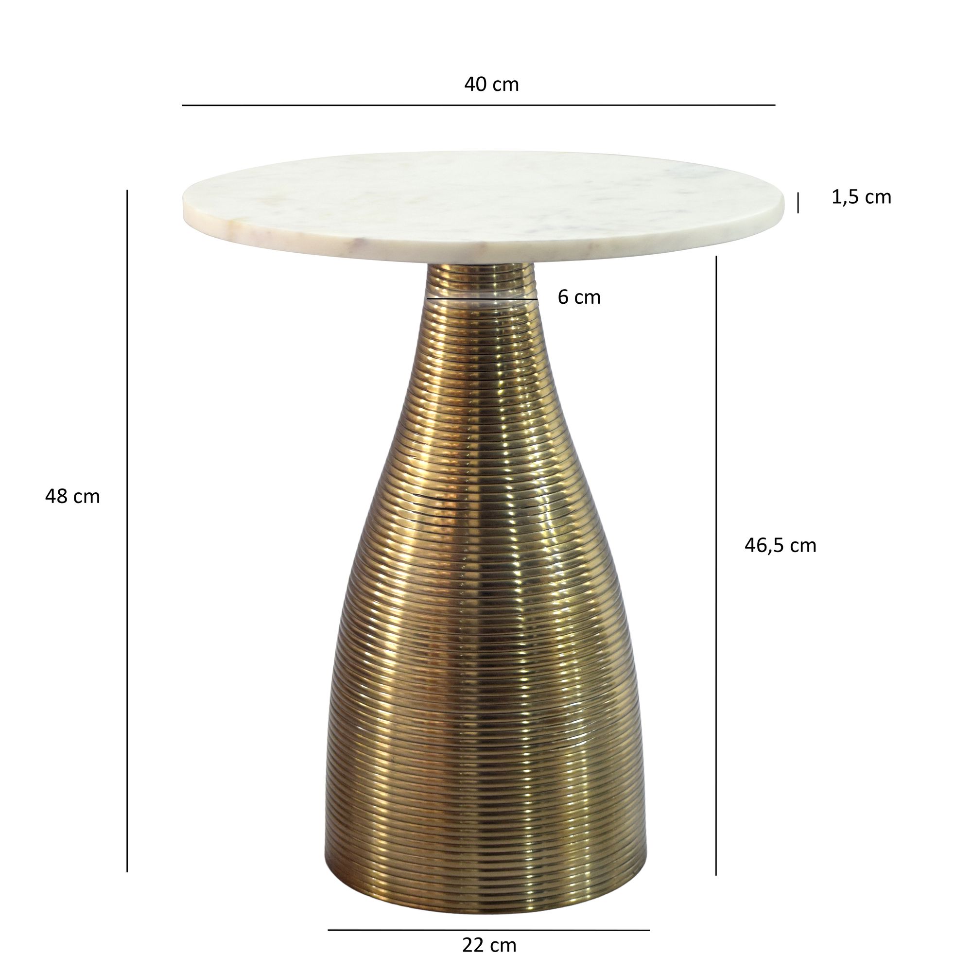 Beistelltisch 40 cm Alu Metall Couchtisch Wohnzimmertisch Marmor Platte Rund – Ansicht 3