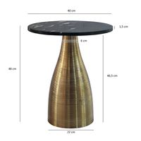 Beistelltisch 40 cm Alu Metall Couchtisch Wohnzimmertisch Marmor Platte Rund – Ansicht 3