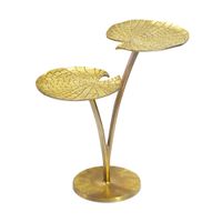 Beistelltisch Gold 57cm Alu Anstelltisch Blatt Wohnzimmertisch Couchtisch Rund – Ansicht 6