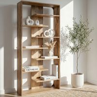 Bücherregal Massivholz Stauraumregal 200cm Wohnregal modern hoch Standregal – Ansicht 1