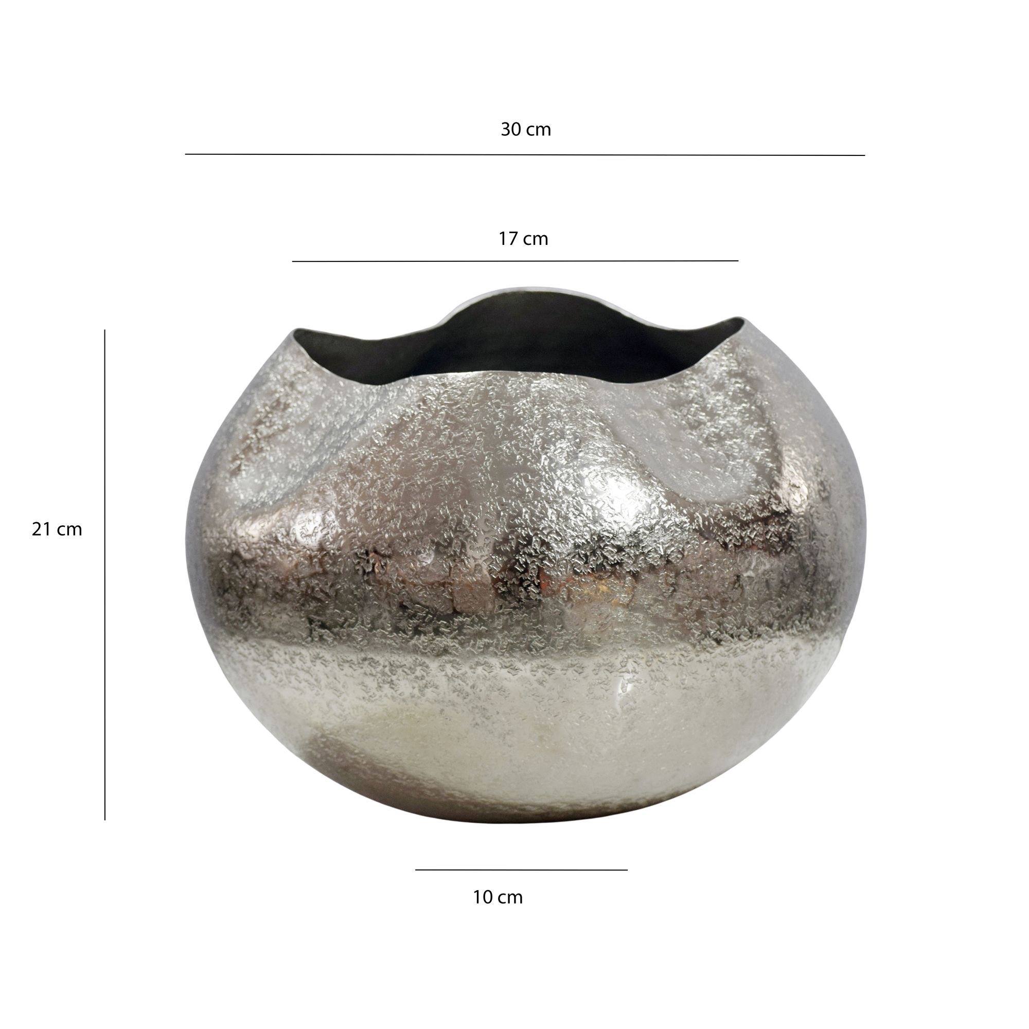 Vase Tischvase 30cm Aluminium Alu Blumenvase Wohndeko Rund Metall Handmade Deko – Ansicht 3