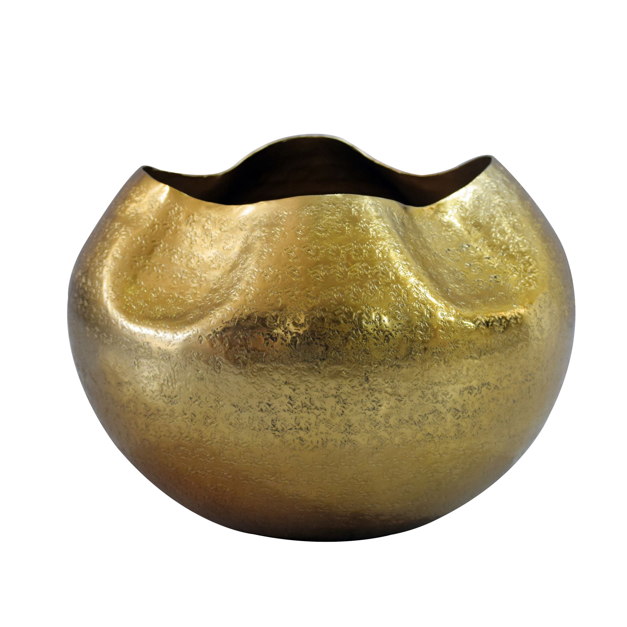 FineBuy Tischvase Aluminium 30cm - Dekovase rund - Metall Vase modern - Wohnzimmer Deko Alu - Design Vase Tisch Dekoration - Pflanzgefäß Handmade