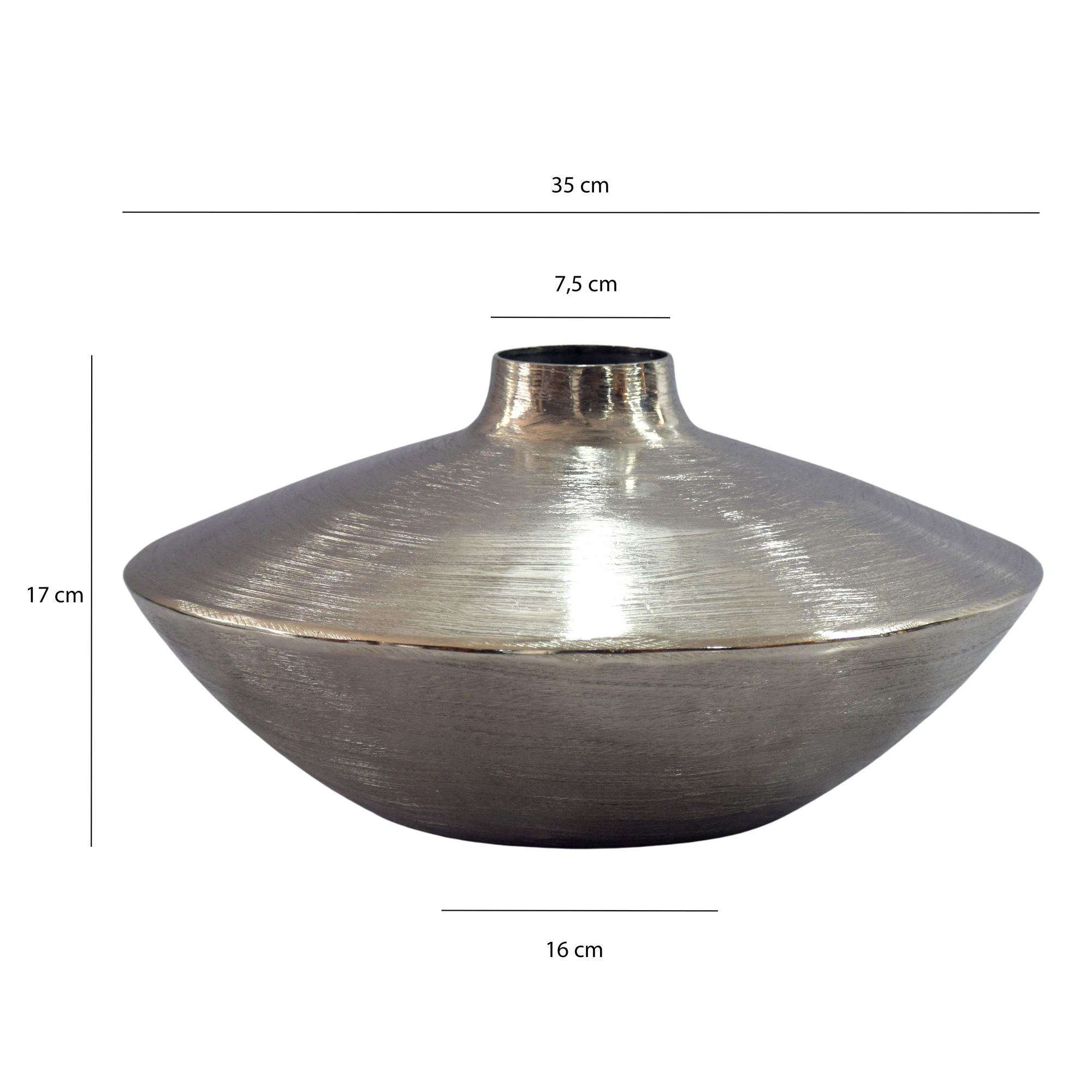 Vase Tischvase 35cm Aluminium Alu Blumenvase Wohndeko Rund Handmade Deko Metall – Ansicht 3