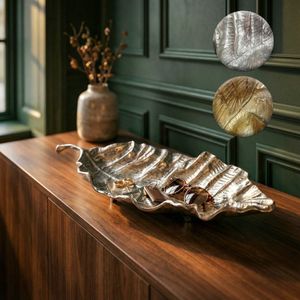 Dekoschale Blatt Aluminium Schale 67cm Tischdeko Alu Metall Wohnaccessoire Lang