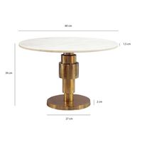 Couchtisch 60cm rund Marmor Wohnzimmertisch Sofatisch Alu Beistelltisch Metall – Ansicht 3