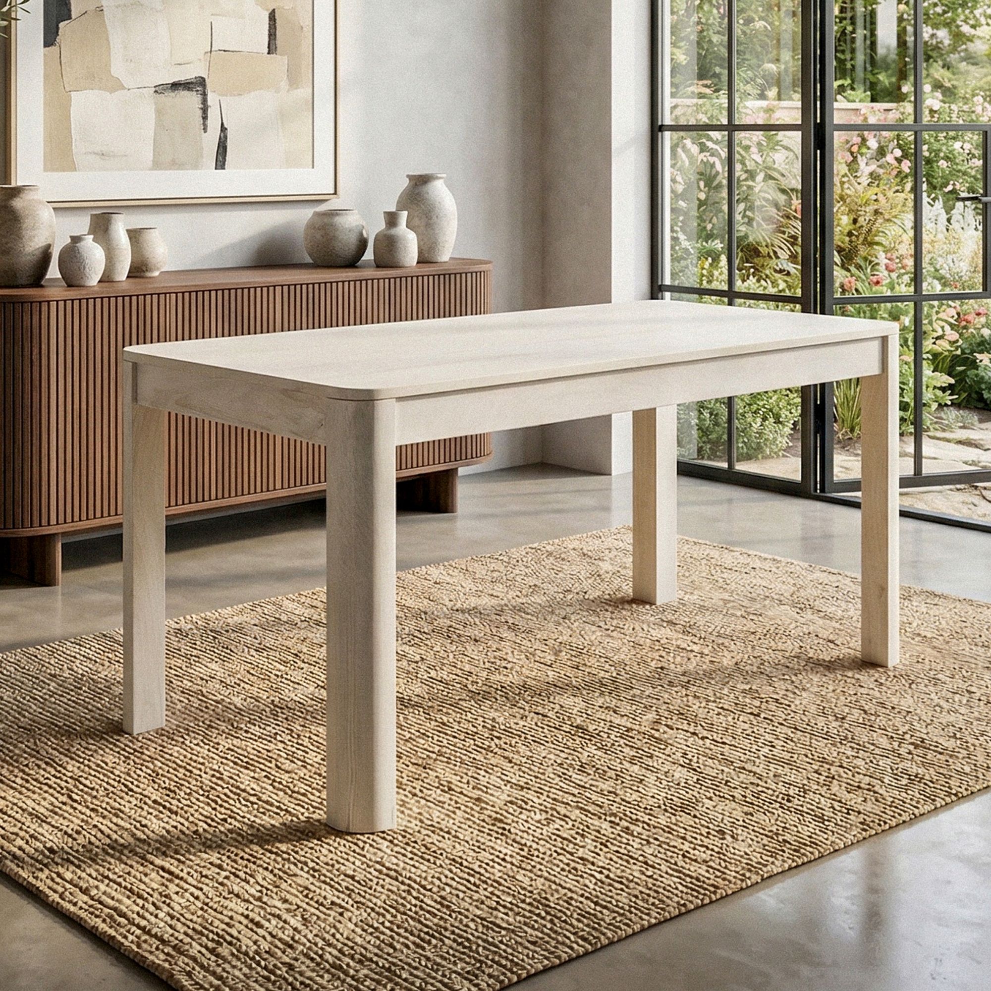 Esstisch Massivholz 120cm Esszimmertisch White Wash Küchentisch 6 Personen Tisch – Ansicht 1