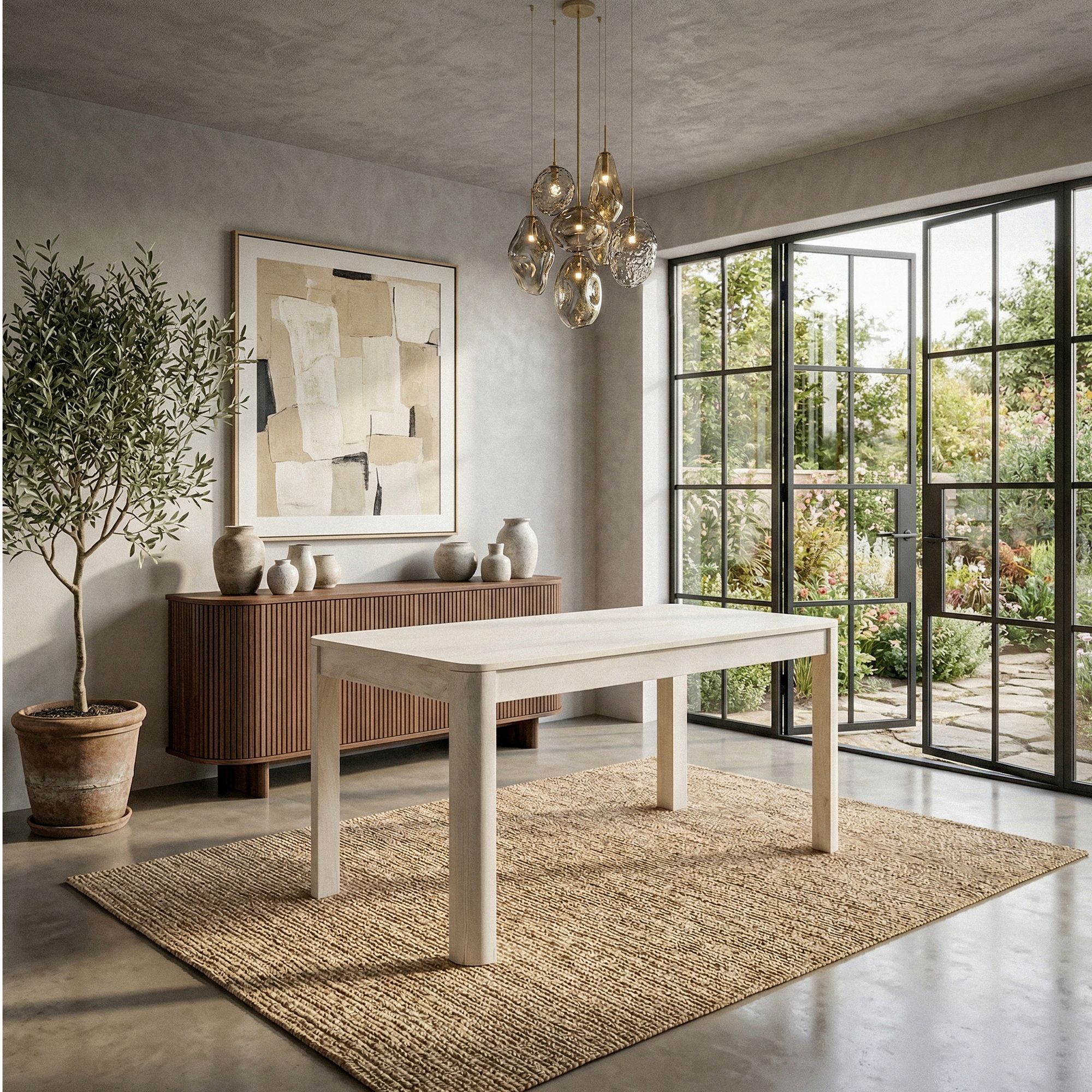 Esstisch Massivholz 120cm Esszimmertisch White Wash Küchentisch 6 Personen Tisch – Ansicht 2