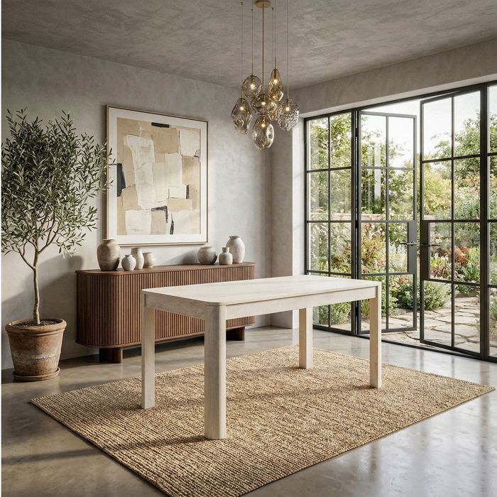 FineBuy Esstisch Massivholz Mango 120x60 cm White Wash - Rechteckiger Esszimmertisch Holz - Küchentisch modern für 4 bis 6 Personen - Stabiler Holztisch - Tisch für Esszimmer Bistrotisch Handmade