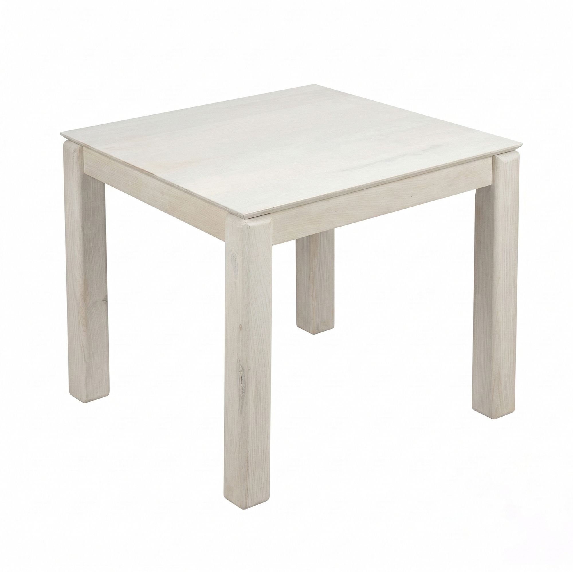 FineBuy Esstisch Massivholz Mango 80x80 cm White Wash - Quadratischer Esszimmertisch Holz - Küchentisch modern für 4 Personen - Stabiler Holztisch - Tisch für Esszimmer Bistrotisch Handmade