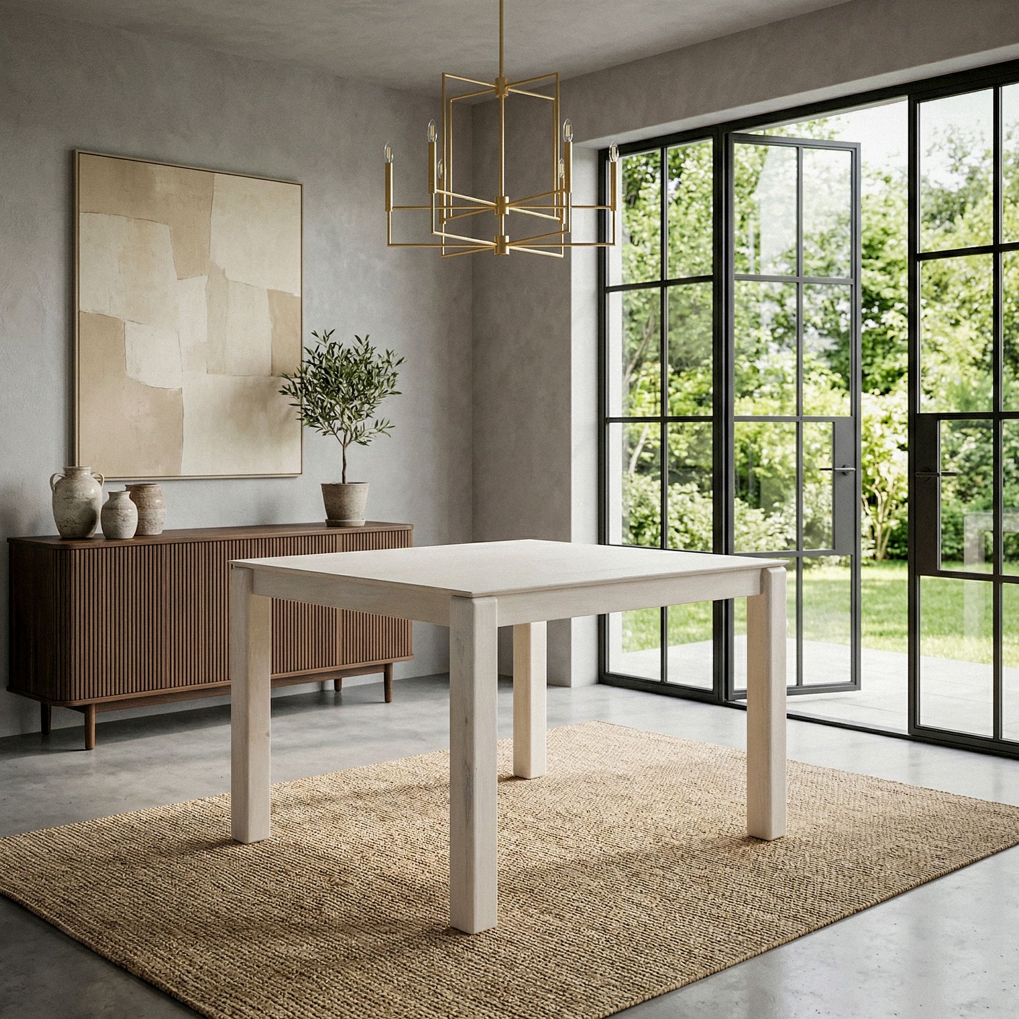 Esstisch Massivholz 80cm Esszimmertisch White Wash Küchentisch 4 Personen Tisch – Ansicht 2