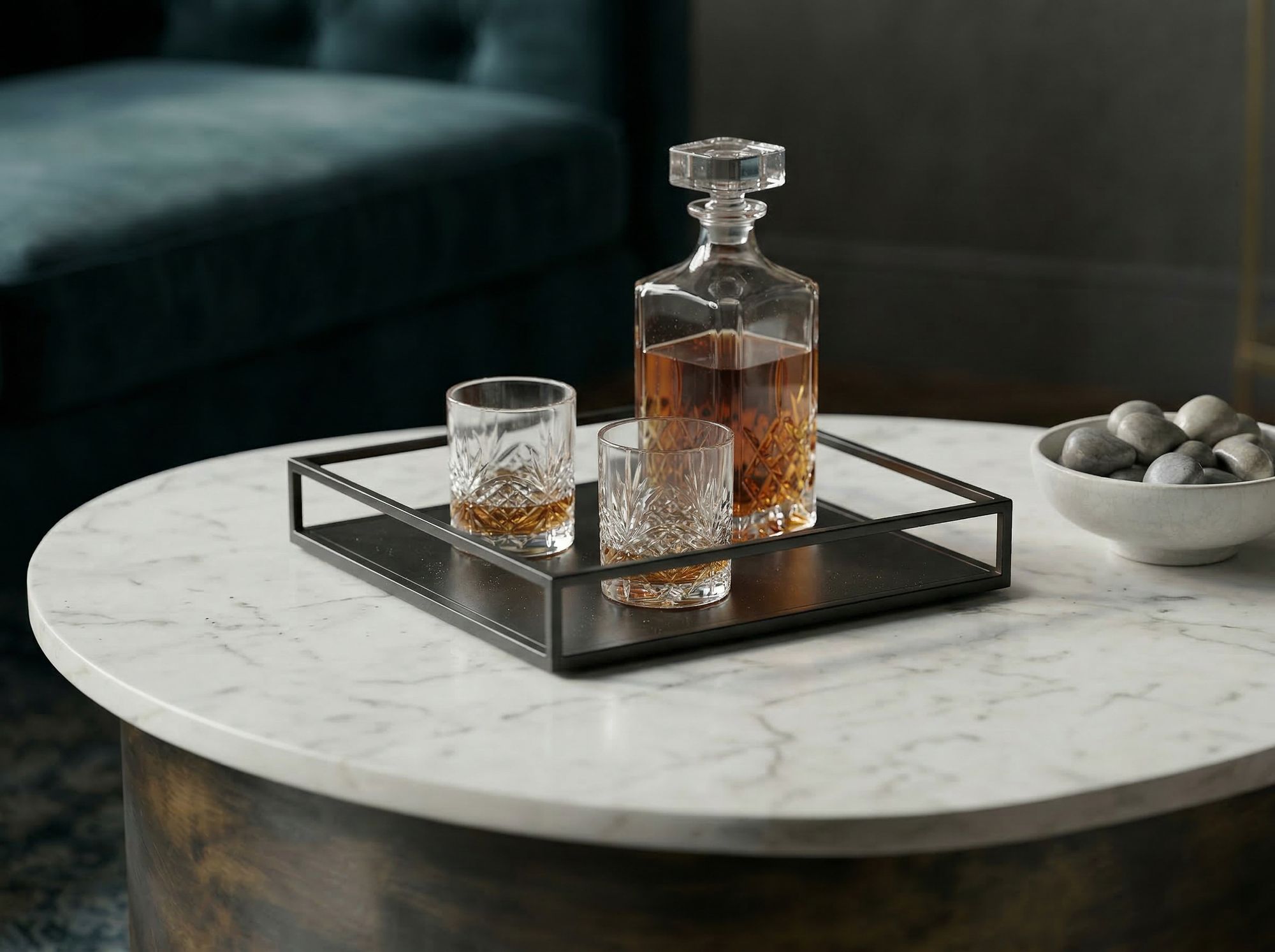 Couchtisch 63cm Marmor Weiß Wohnzimmertisch Sofatisch Metall Beistelltisch Alu – Ansicht 5