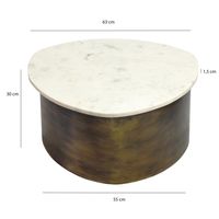 Couchtisch 63cm Marmor Weiß Wohnzimmertisch Sofatisch Metall Beistelltisch Alu – Ansicht 3