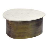 Couchtisch 63cm Marmor Weiß Wohnzimmertisch Sofatisch Metall Beistelltisch Alu – Ansicht 6