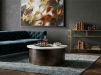 Couchtisch 63cm Marmor Weiß Wohnzimmertisch Sofatisch Metall Beistelltisch Alu – Ansicht 2