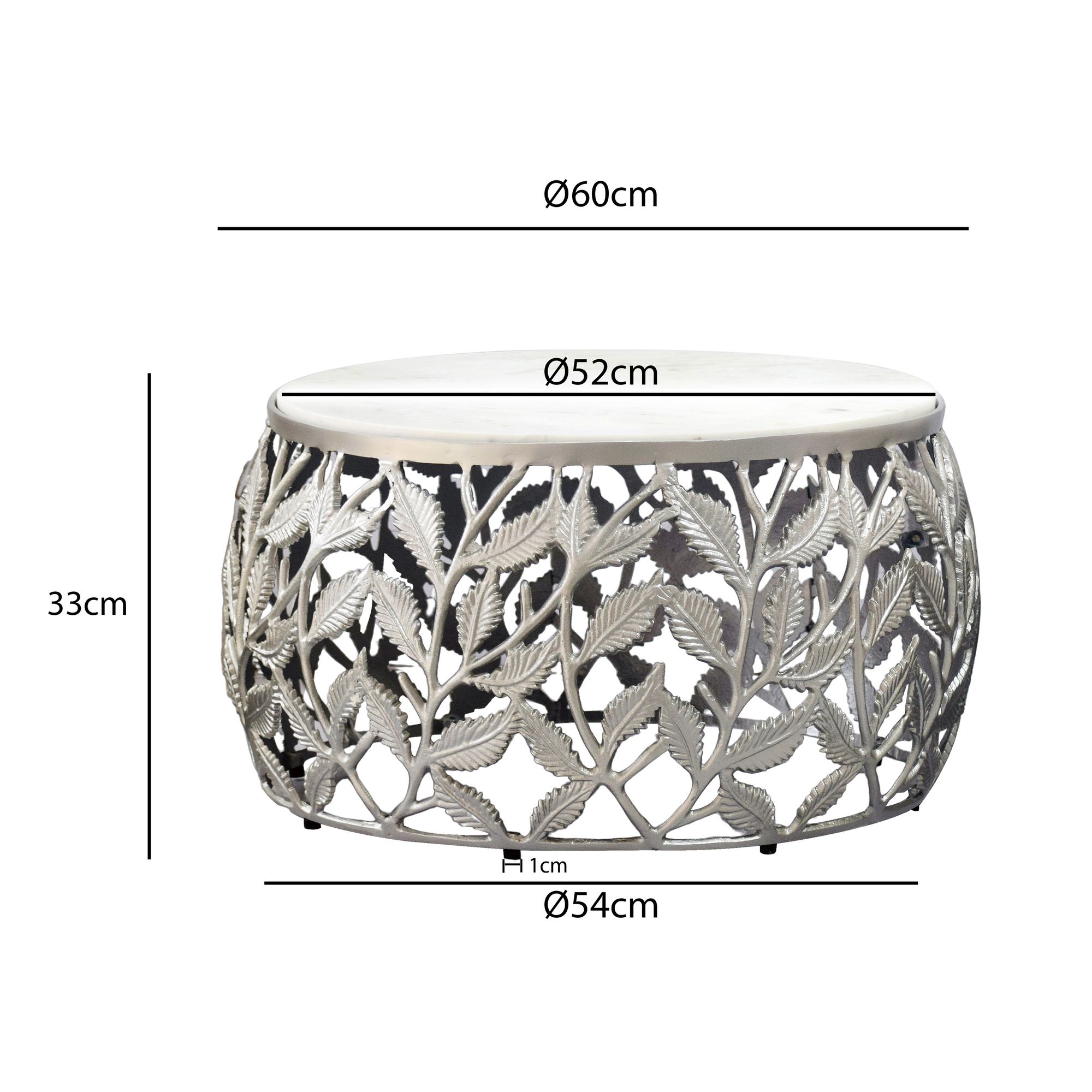 Couchtisch 60cm Marmor Wohnzimmertisch Alu Sofatisch Beistelltisch Rund Modern – Ansicht 3
