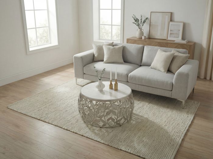 FineBuy Couchtisch 60cm mit weißer Marmor Tischplatte - Wohnzimmertisch rund - Sofatisch modern - Beistelltisch Aluminium - Design Beistelltisch Wohnzimmer Metallgestell Handmade