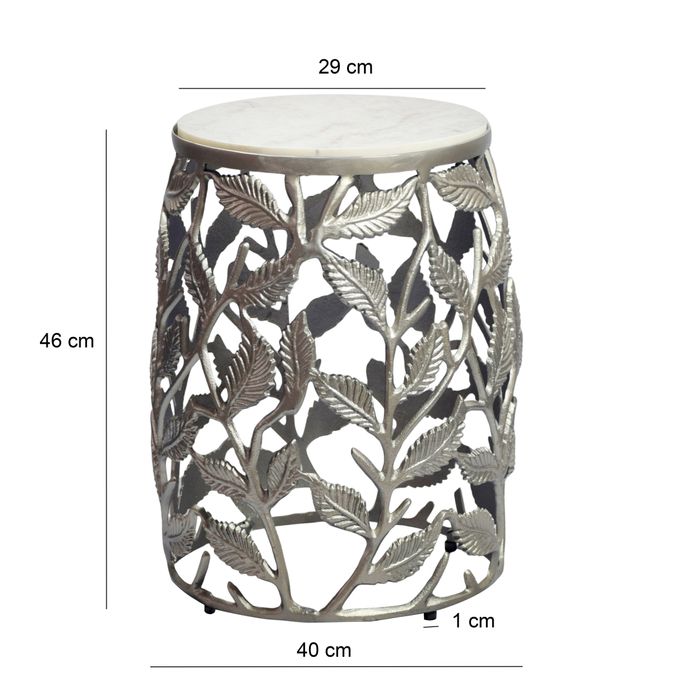 Beistelltisch 40cm Marmor Wohnzimmertisch Alu Sofatisch Couchtisch Rund Metall – Maßzeichnung