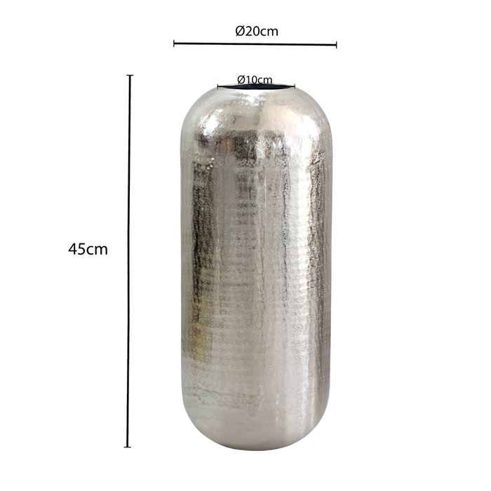 Vase Aluminium Silber Blumenvase Bodenvase Wohndeko Rund Dekovase Metall Deko – Maßzeichnung