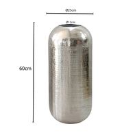 Vase Aluminium Silber Blumenvase Bodenvase Wohndeko Rund Dekovase Metall Deko – Ansicht 3