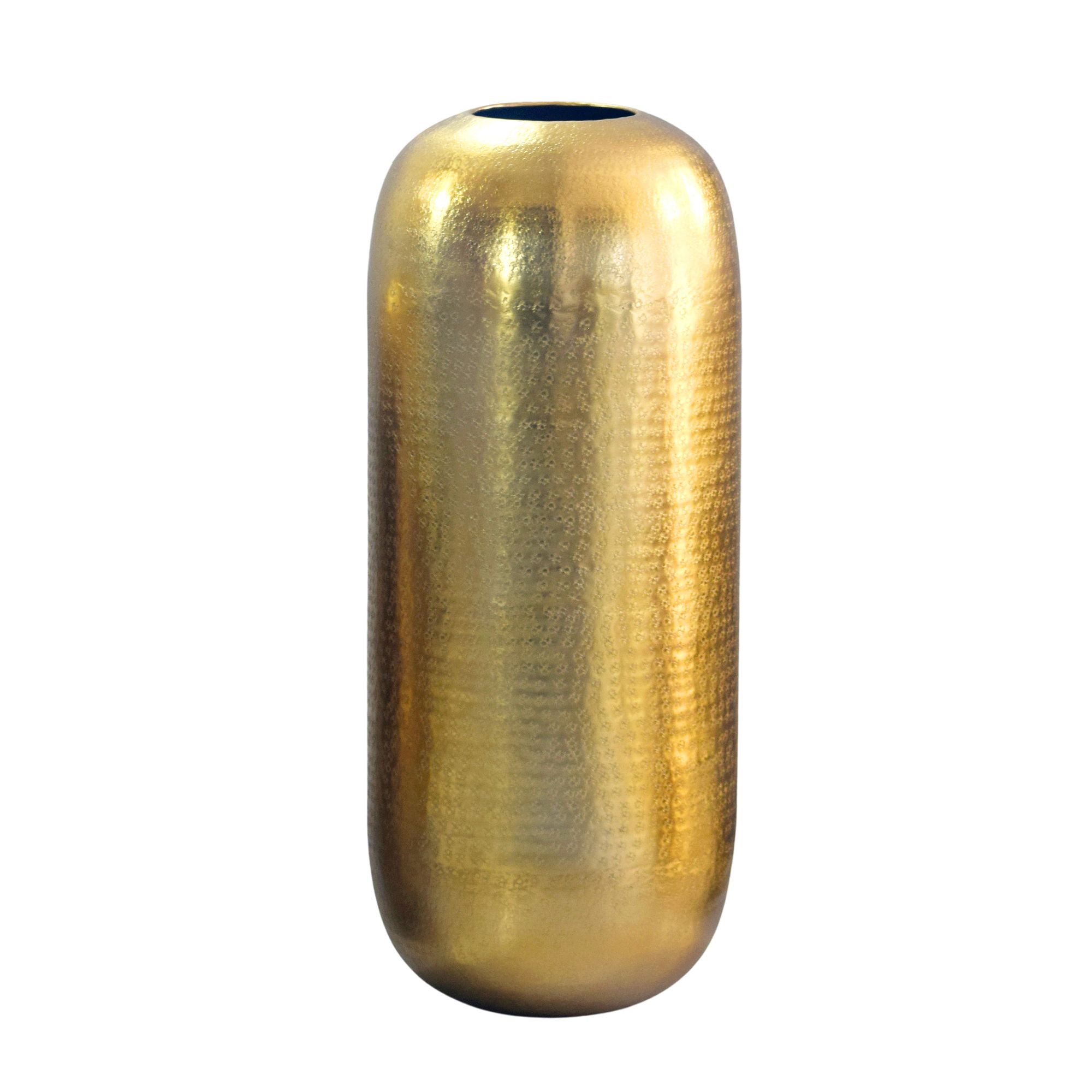 FineBuy Bodenvase Aluminium Gold - Dekovase groß - Standvase rund modern - Vase Metall für Blumen - Design Wohnzimmer Deko - Wohndeko Handmade