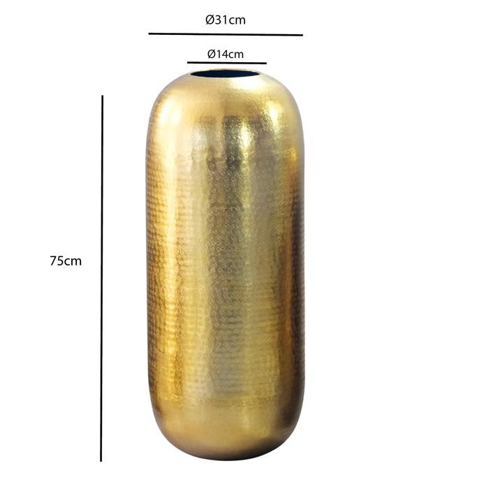 Vase Aluminium Gold Blumenvase Bodenvase Wohndeko Groß Rund Dekovase Metall Deko – Maßzeichnung
