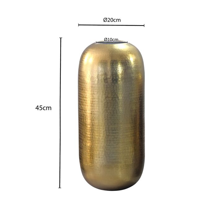 Vase Aluminium Gold Blumenvase Bodenvase Wohndeko Groß Rund Dekovase Metall Deko – Maßzeichnung