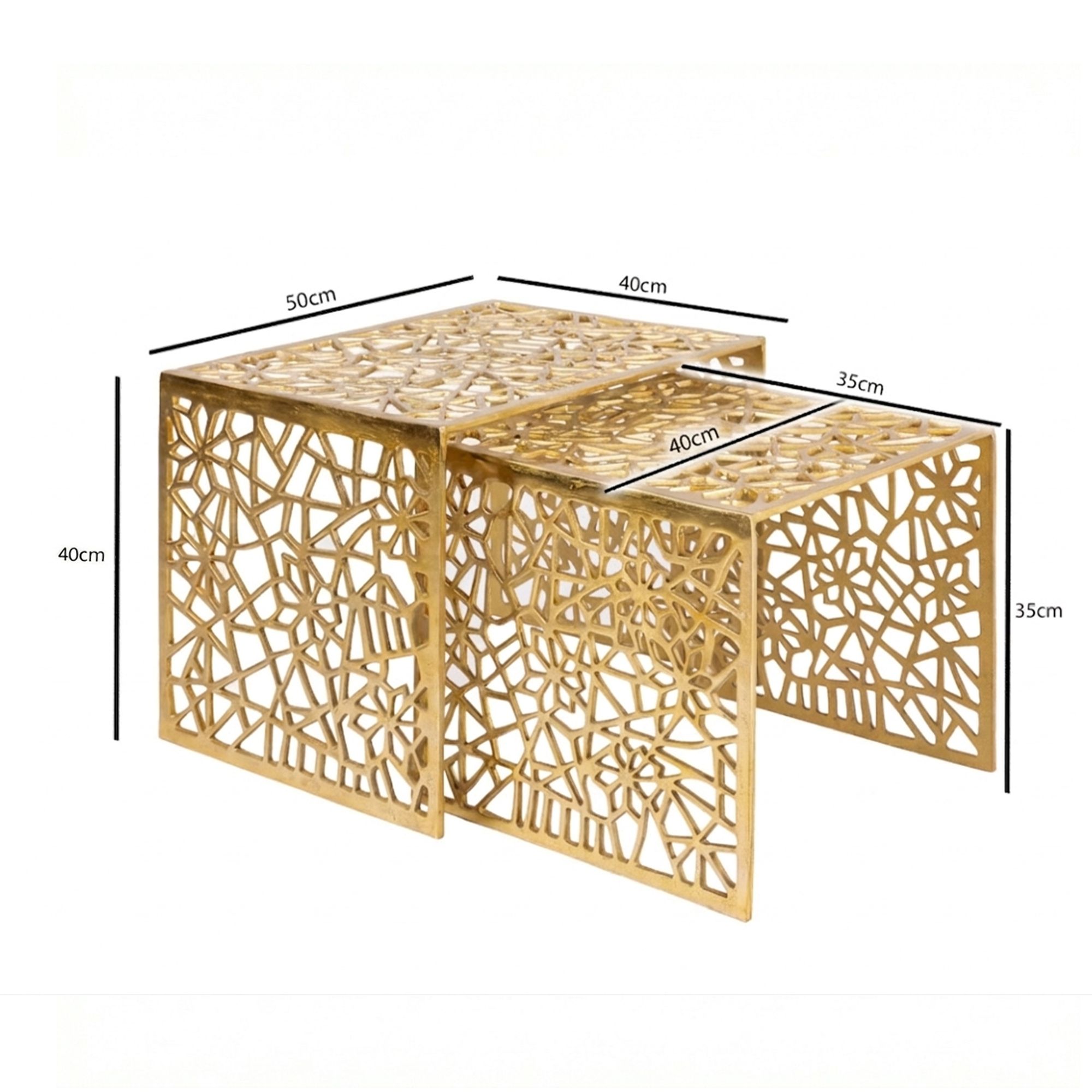 Satztisch 2er Set Couchtisch Aluminium Beistelltisch Metall Wohnzimmertisch Alu – Ansicht 3
