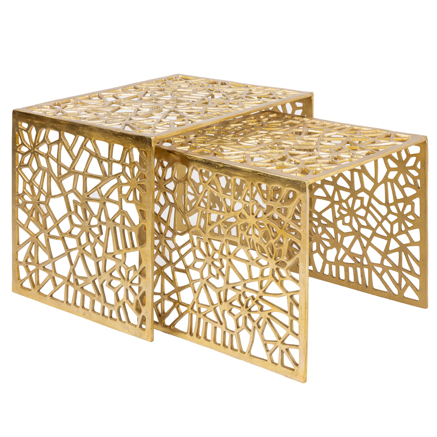 Satztisch 2er Set Couchtisch Aluminium Beistelltisch Metall Wohnzimmertisch Alu – Ansicht 6