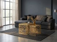 Satztisch 2er Set Couchtisch Aluminium Beistelltisch Metall Wohnzimmertisch Alu – Ansicht 2