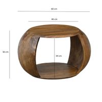 Couchtisch Mango Massivholz rund 60 cm Wohnzimmertisch Ablagefach Landhaus – Ansicht 3