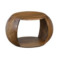 Couchtisch Mango Massivholz rund 60 cm Wohnzimmertisch Ablagefach Landhaus – Ansicht 6
