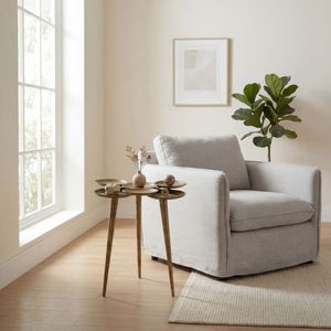 FineBuy Beistelltisch Aluminium 46cm Gold - Couchtisch klein rund - Sofatisch modern - Wohnzimmertisch Metall - Design Tisch Ablagetisch Handmade