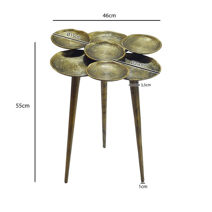 Beistelltisch Aluminium 46cm Couchtisch Gold Alu Wohnzimmertisch Metall Tisch – Maßzeichnung