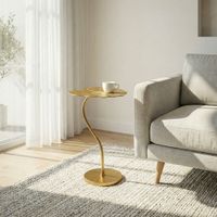 Beistelltisch Alu Gold 40x38cm Blattform Wohnzimmertisch Couchtisch Anstelltisch – Ansicht 1