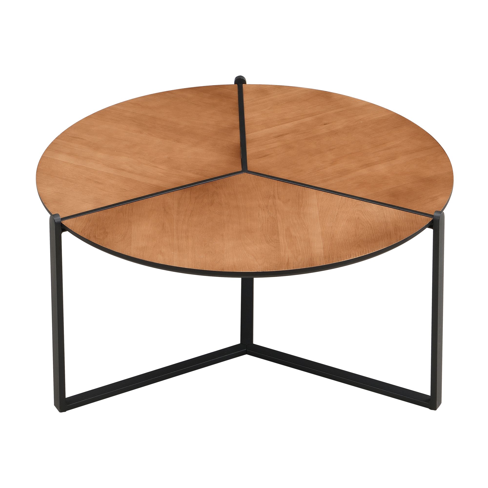 FineBuy Couchtisch 80cm MDF Holzoptik - Runder Wohnzimmertisch Metall - Design Sofatisch - Moderner Loungetisch - Dreibein Beistelltisch Wohnzimmer
