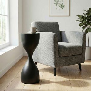 FineBuy Beistelltisch Schwarz 23cm Metall Glas Rund - Design Anstelltisch Eisen - Moderner Wohnzimmertisch Abstelltisch - Edler Couchtisch Wohnzimmer Handmade