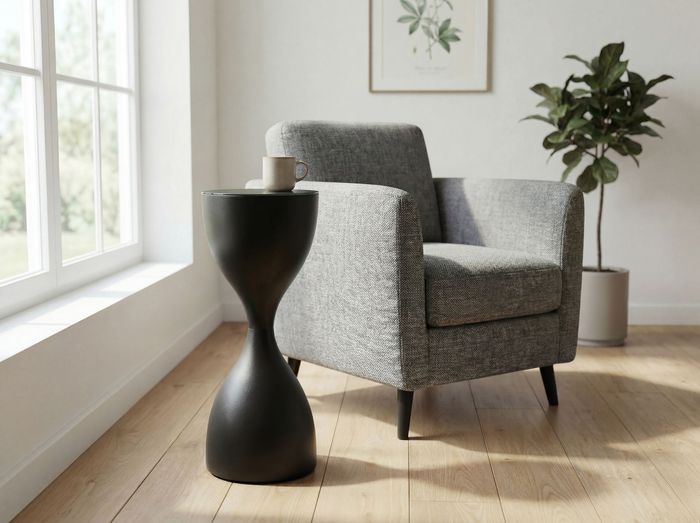 FineBuy Beistelltisch Schwarz 23cm Metall Glas Rund - Design Anstelltisch Eisen - Moderner Wohnzimmertisch Abstelltisch - Edler Couchtisch Wohnzimmer Handmade