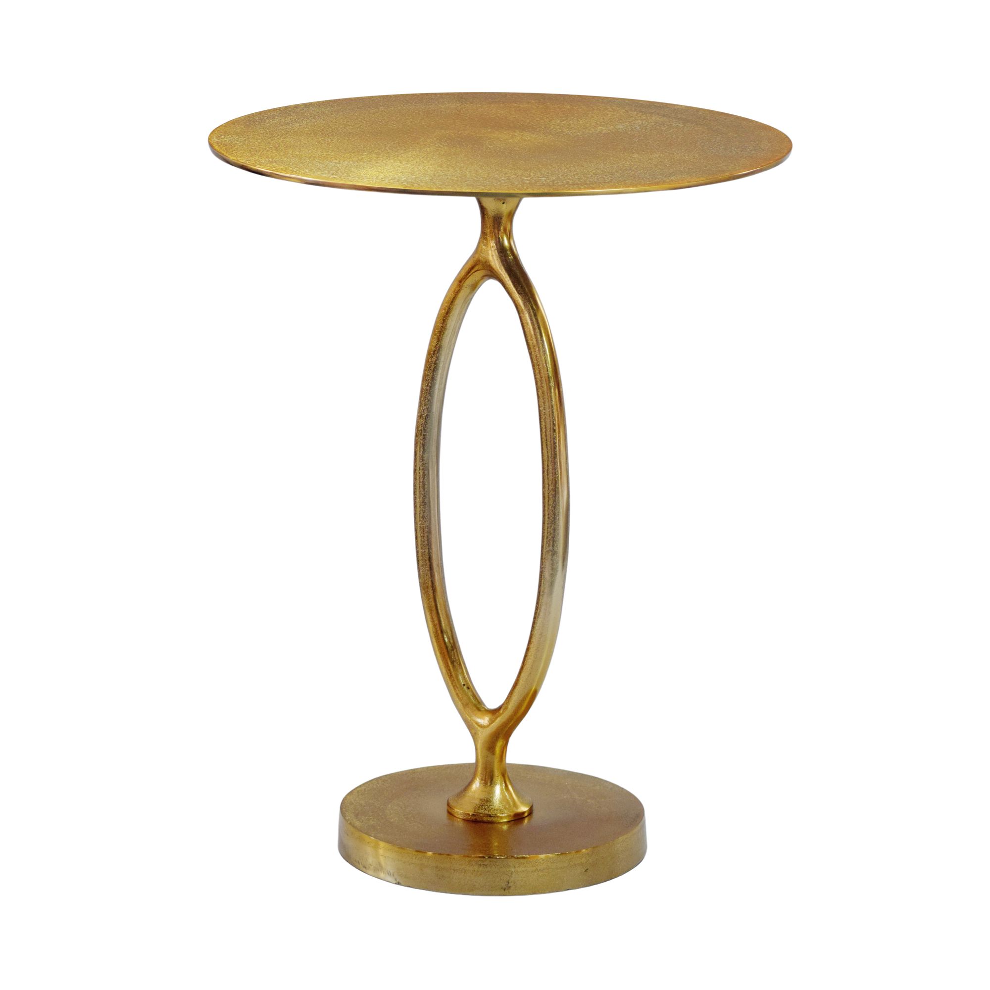 FineBuy Beistelltisch Aluminium 44cm Rund Gold - Design Metalltisch - Extravaganter Wohnzimmertisch - Moderner Couchtisch Metall - Edler Anstelltisch Handmade