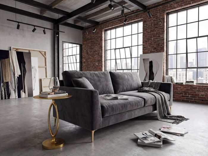 FineBuy Beistelltisch Aluminium 44cm Rund Gold - Design Metalltisch - Extravaganter Wohnzimmertisch - Moderner Couchtisch Metall - Edler Anstelltisch Handmade