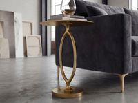 Beistelltisch Alu Gold 44cm Rund Wohnzimmertisch Couchtisch Anstelltisch Metall – Ansicht 5