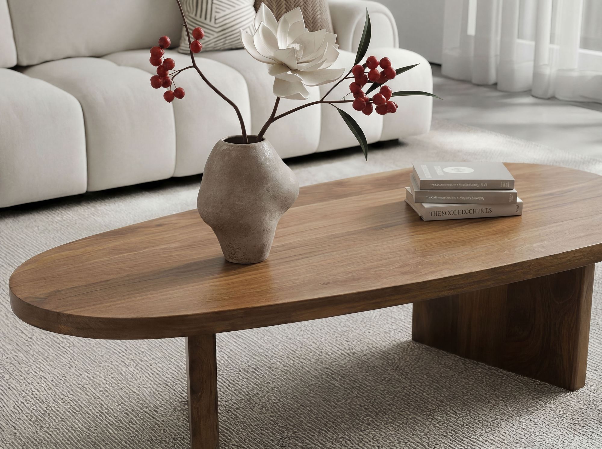 Couchtisch oval Mango Massivholz Sofatisch 120cm Beistelltisch Wohnzimmertisch – Ansicht 4