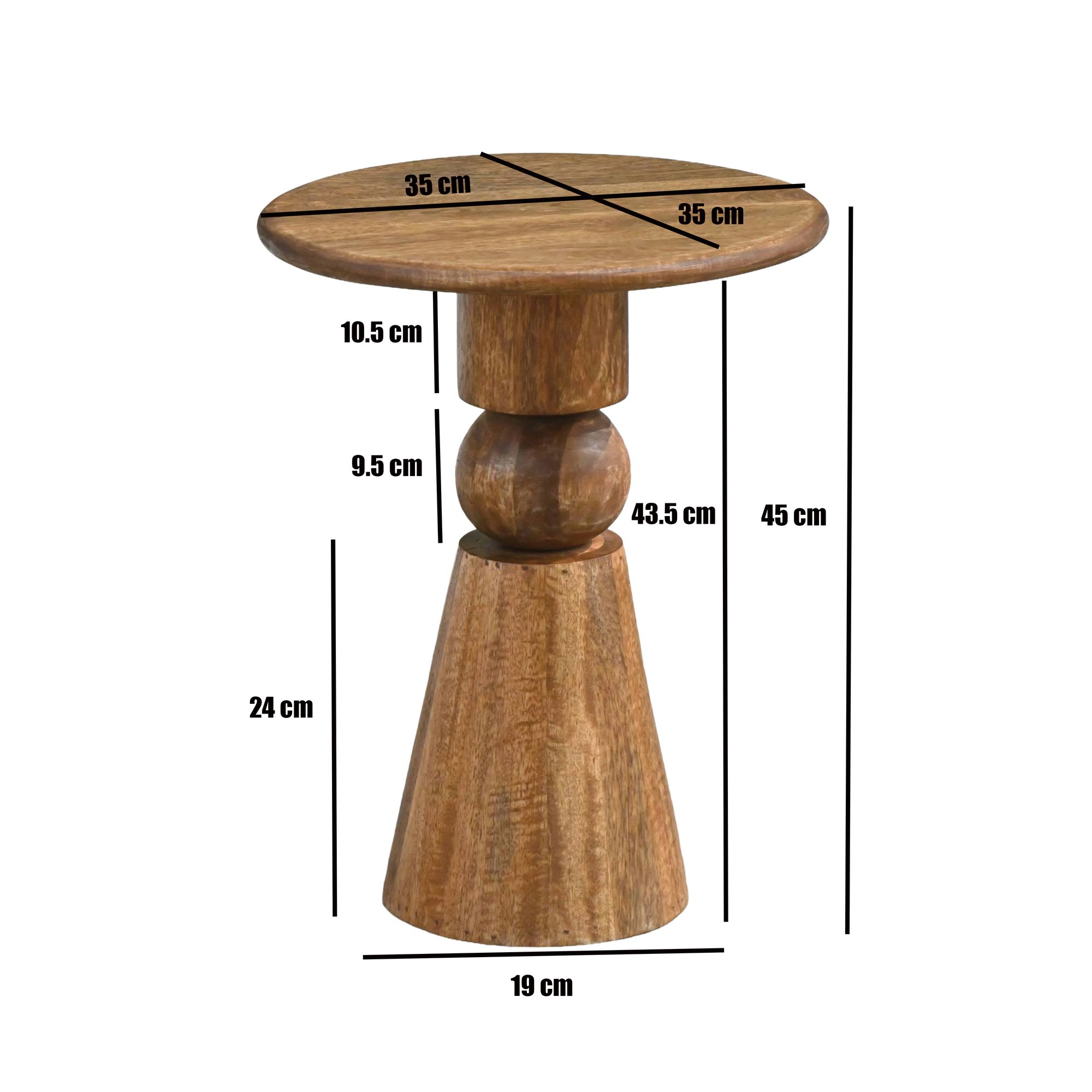 Beistelltisch Massivholz 35cm Couchtisch Wohnzimmertisch Dekotisch Rund Tisch – Ansicht 3