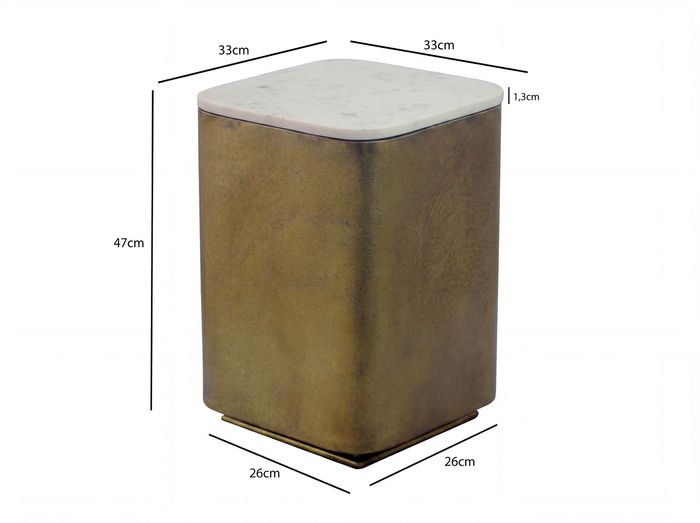 Beistelltisch 33cm mit Marmor Platte weiß Wohnzimmertisch Couchtisch Metall – Maßzeichnung