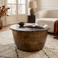 Couchtisch 60cm mit Marmor Platte schwarz Wohnzimmertisch Beistelltisch Rund – Ansicht 1